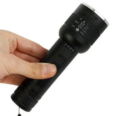 Small Sun 300 Meters Rechargeable Flashlight LED Zoomable Torch