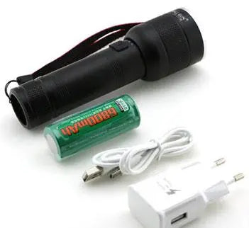 Small Sun 300 Meters Rechargeable Flashlight LED Zoomable Torch