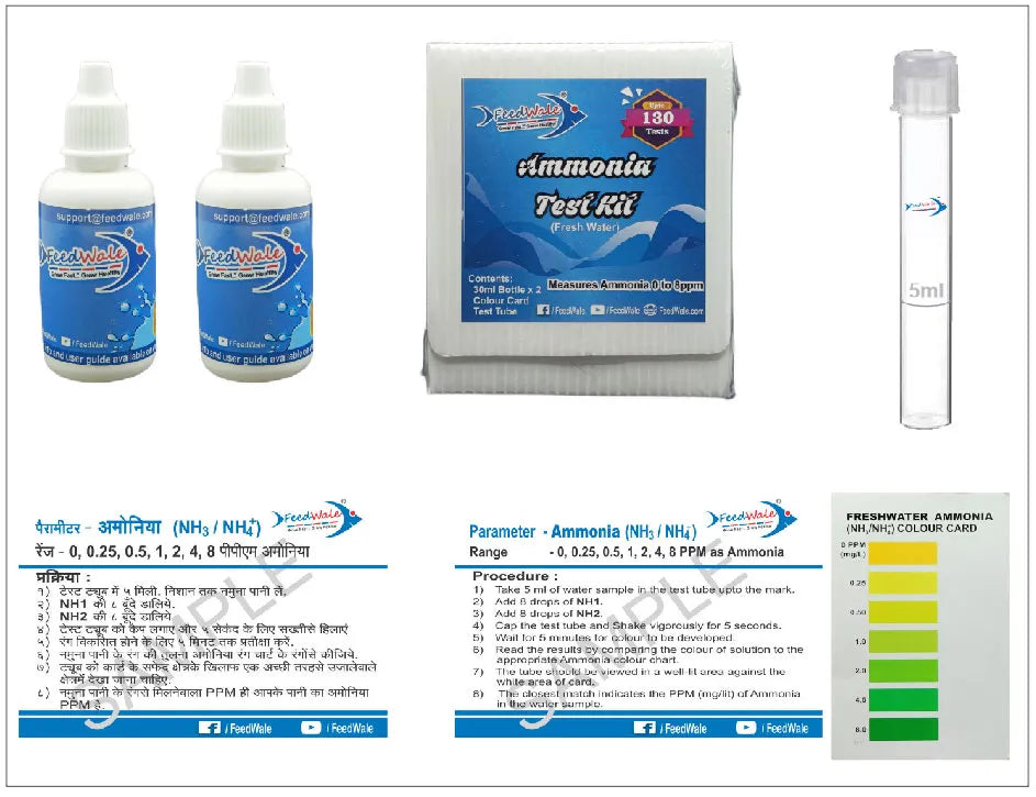 FeedWale Ammonia Test Kit for Fresh Water – 130 Test