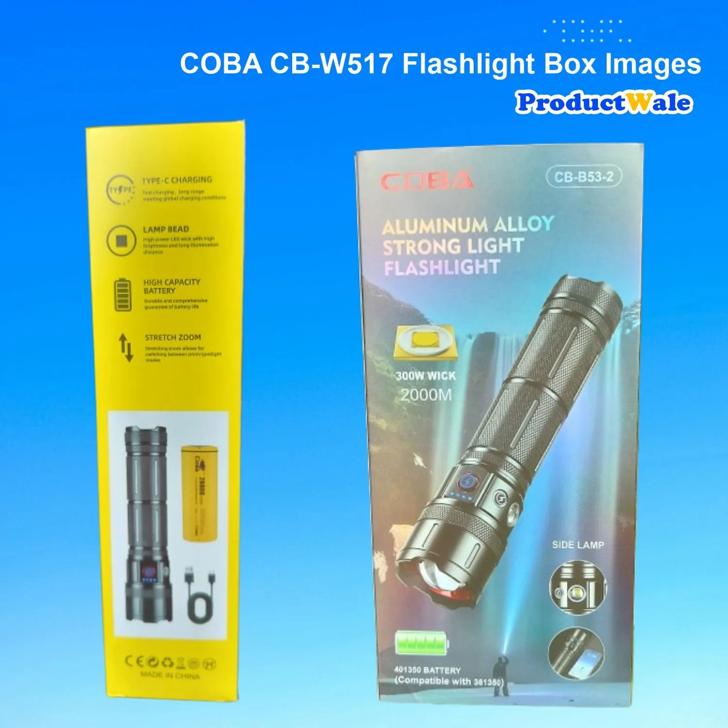 Flashlight With Side Lamp COBA CB-B53-2