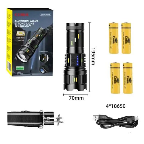 Powerful LED Flashlight COBA CB-G401Y With Telescopic Zoom
