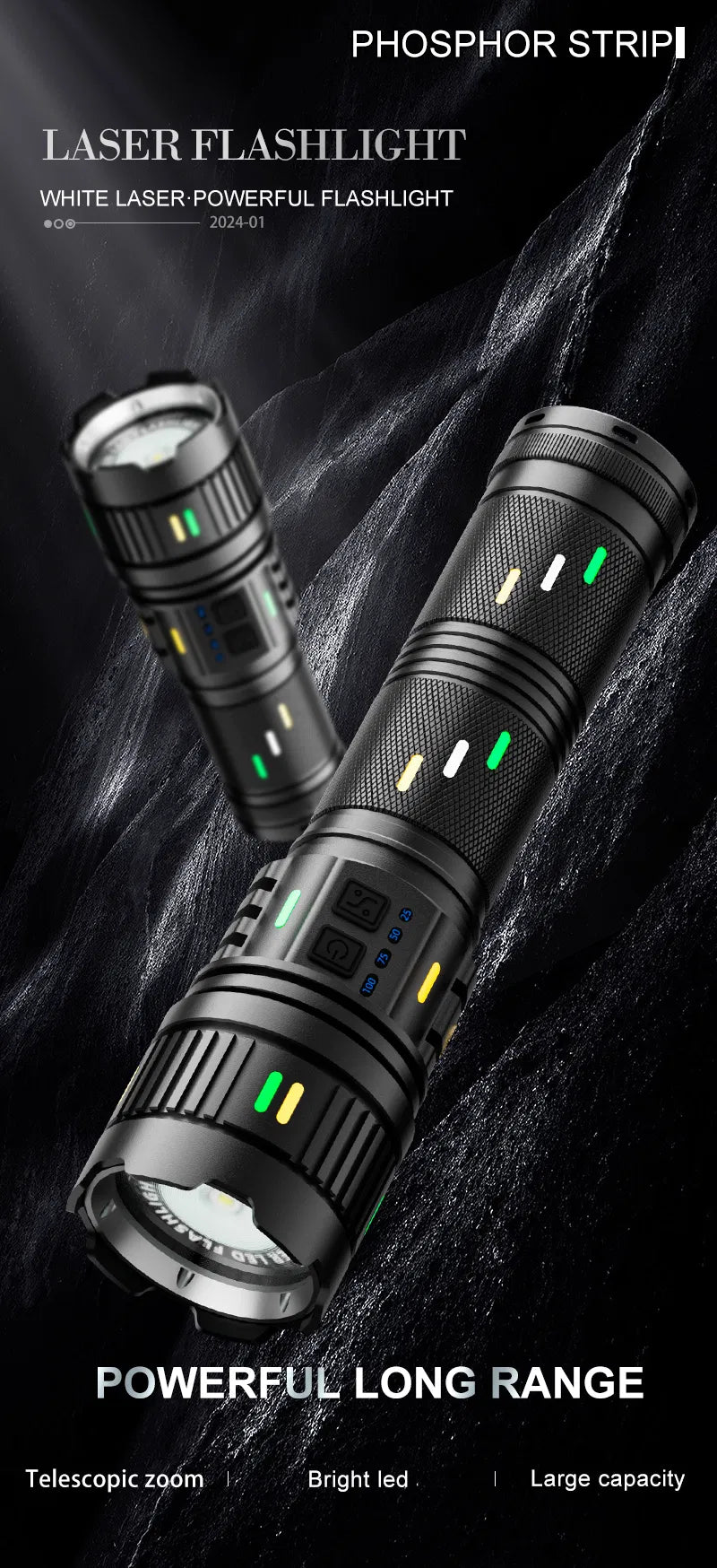 Powerful LED Flashlight COBA CB-G401Y With Telescopic Zoom