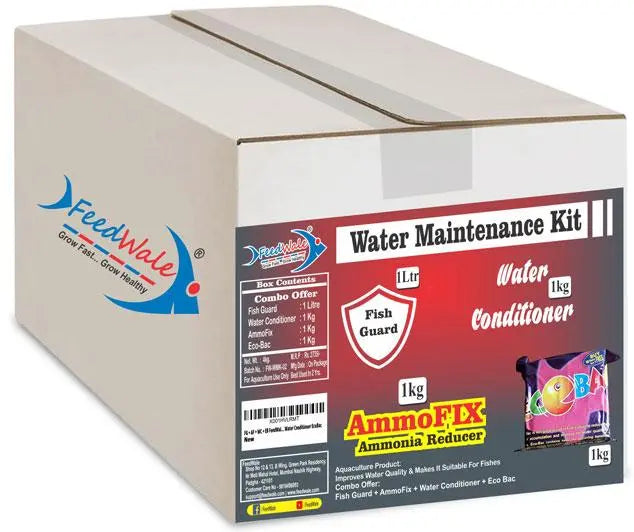 Water Maintenance Kit for Healthy Aquaculture: Fish Guard, AmmoFix, Water Conditioner, and EcoBac