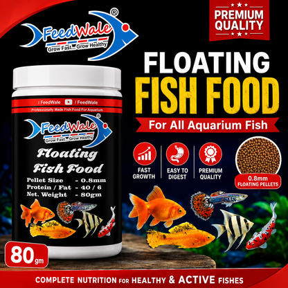 80gm Aquarium Fish Food 0.8mm Floating Pellets | High Protein Feed