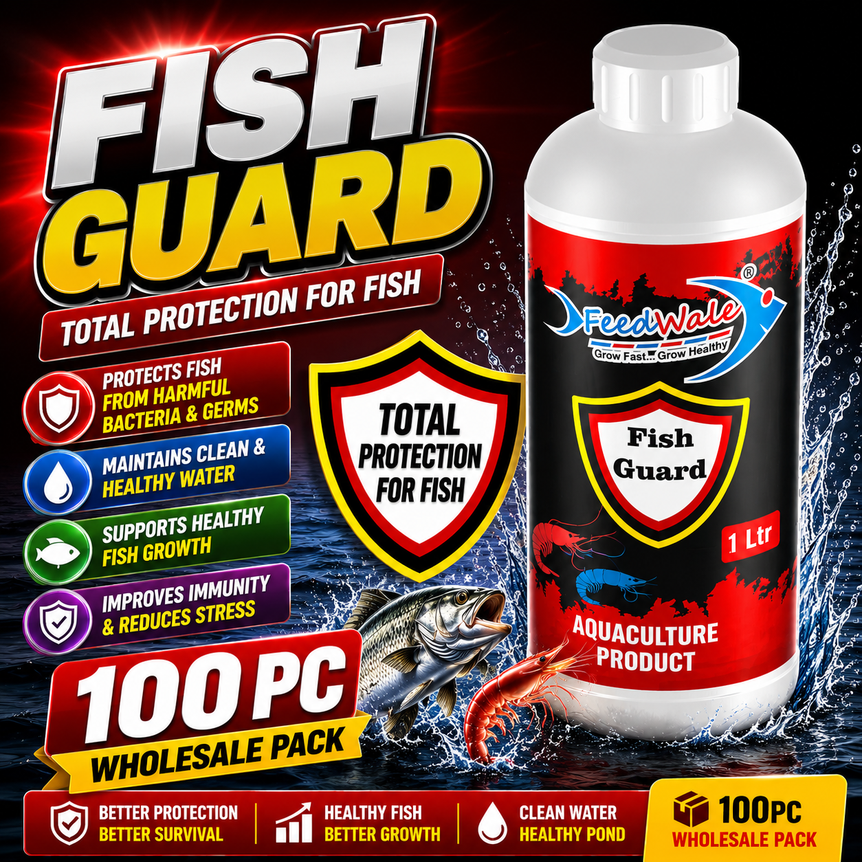 100Pc FeedWale Fish Guard for Fish Farming - 1 Litre Each