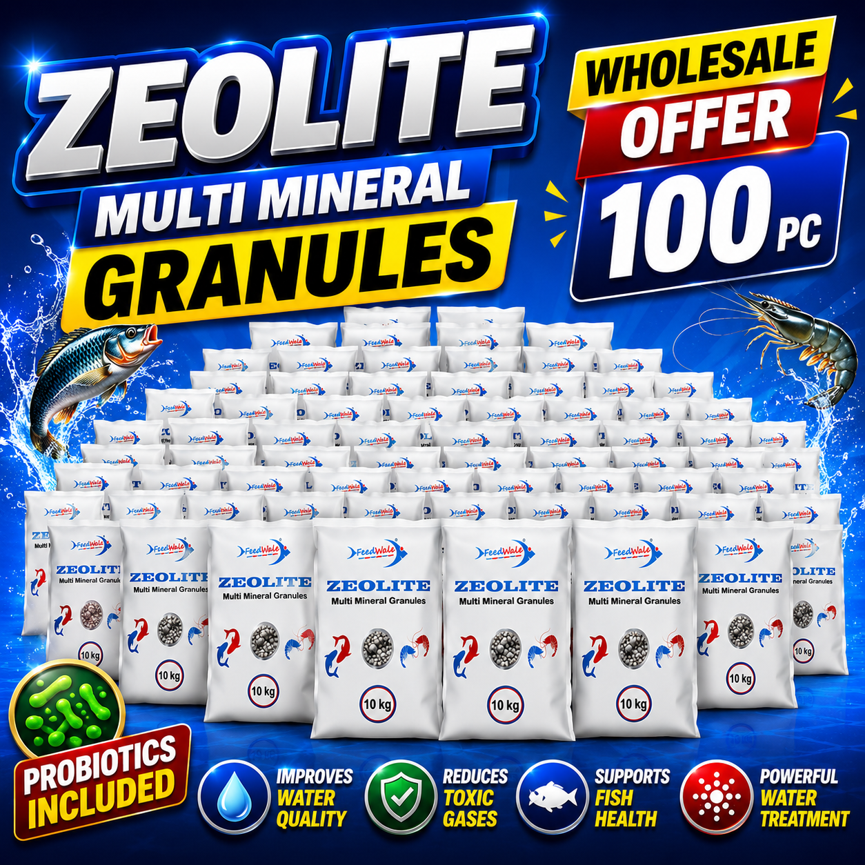 100pc FeedWale Zeo-Min Zeolite Of 10kg Each