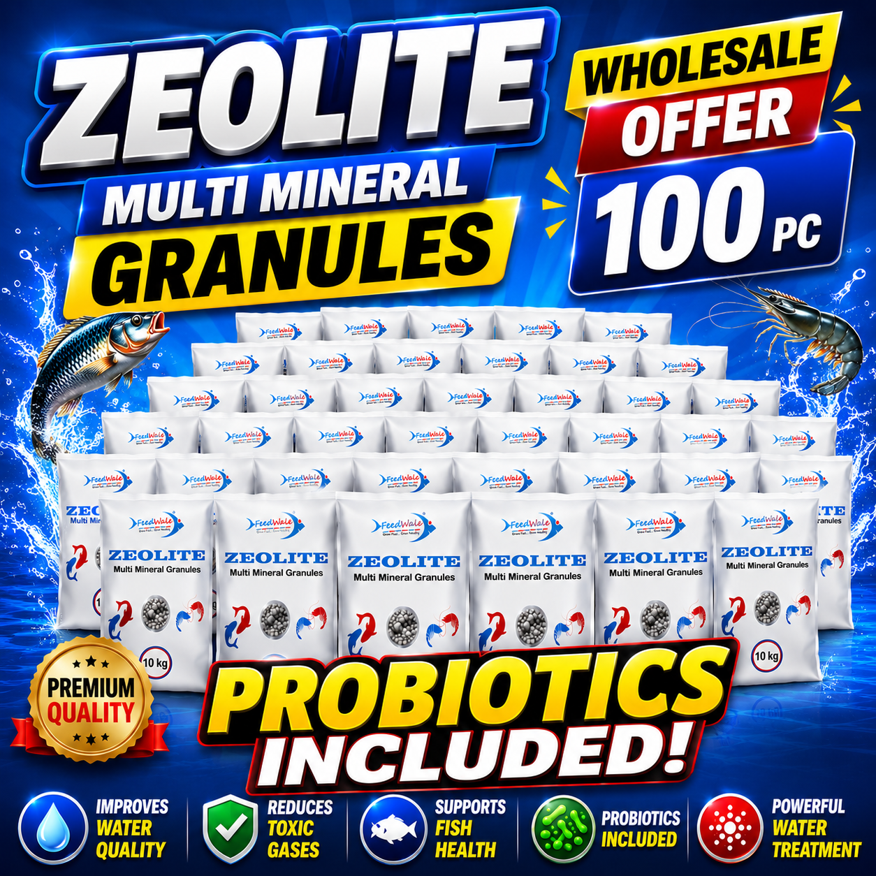 100pc FeedWale Zeo-Min Zeolite Of 10kg Each