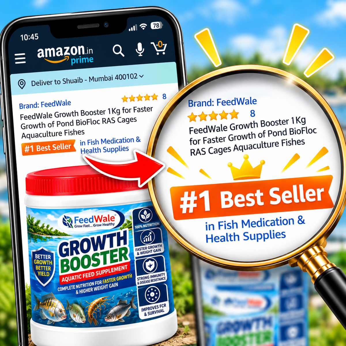 #1 Best Seller - FeedWale Fish Growth Supplement for Aquaculture