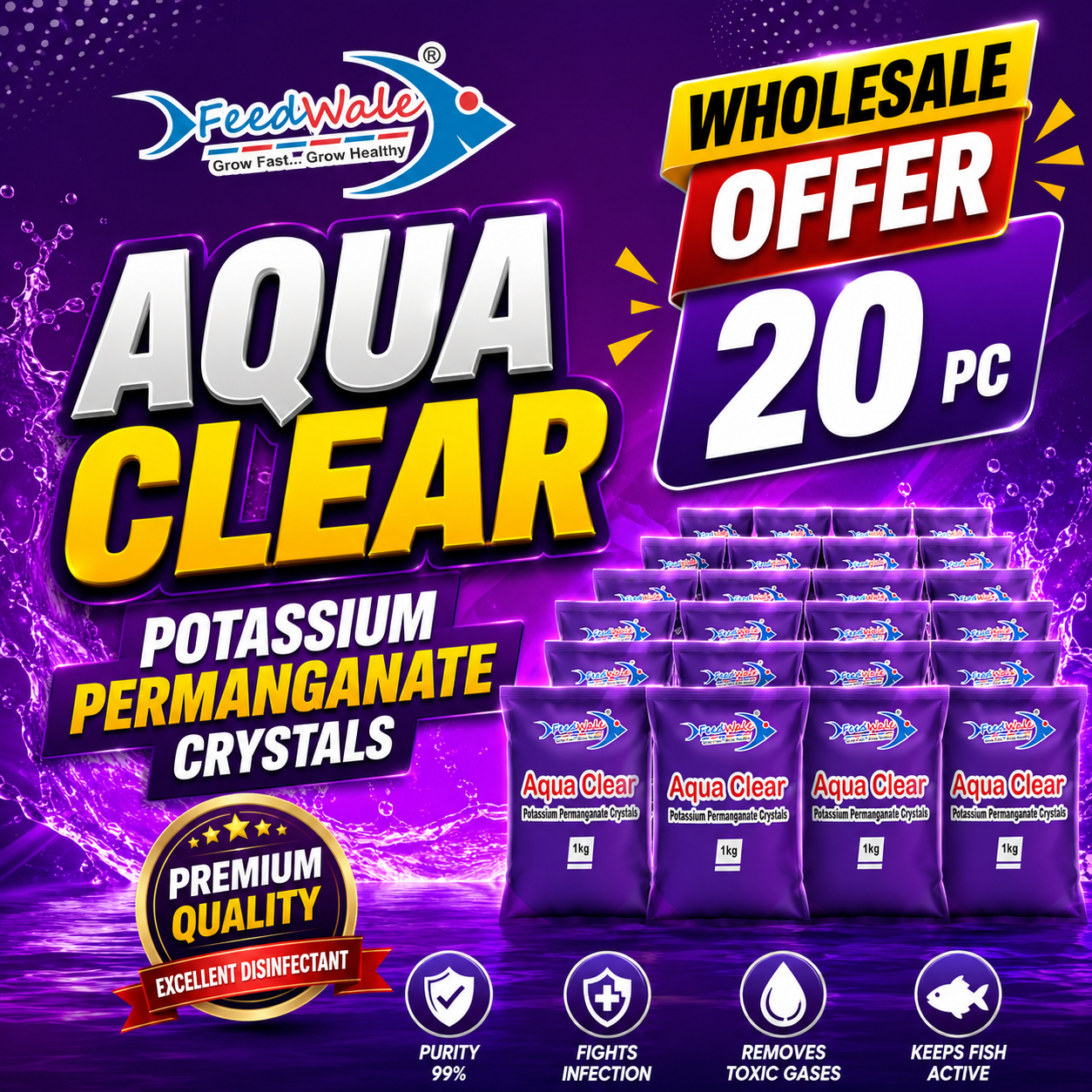 20pc Potassium Permanganate Wholesale KMnO4 Of 1Kg Each