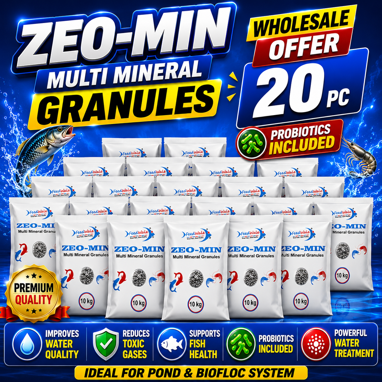 20pc FeedWale Zeo-Min Zeolite Of 10kg Each