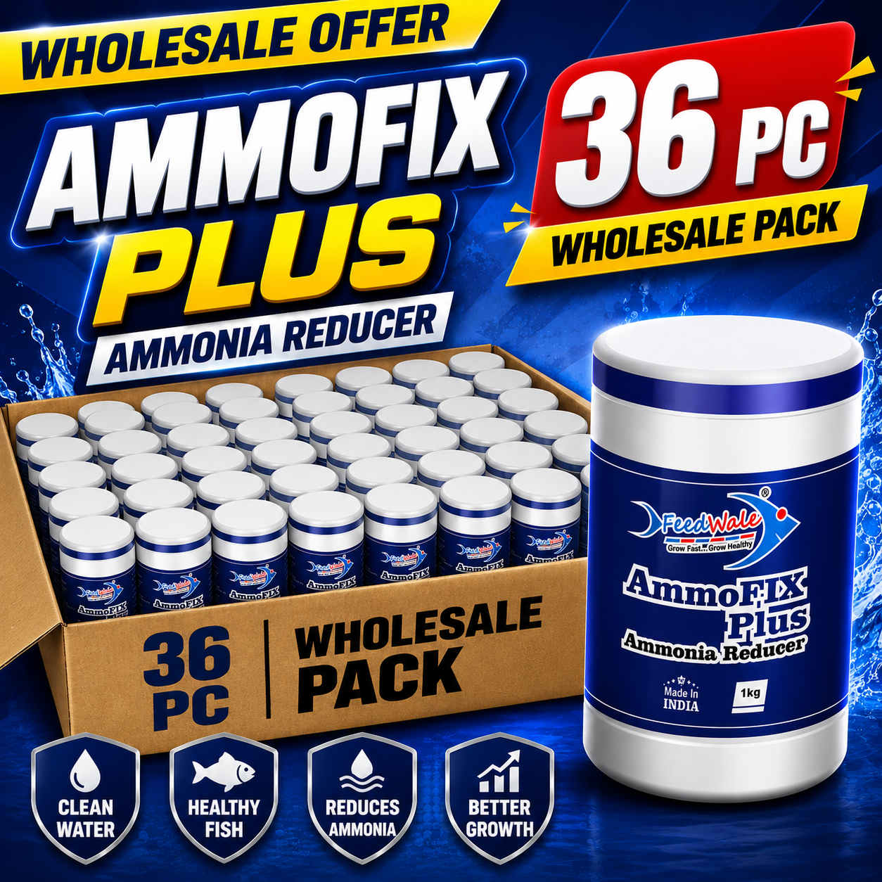 36pc Wholesale Pack For AmmoFix Plus Probiotics Based Ammonia Reducer