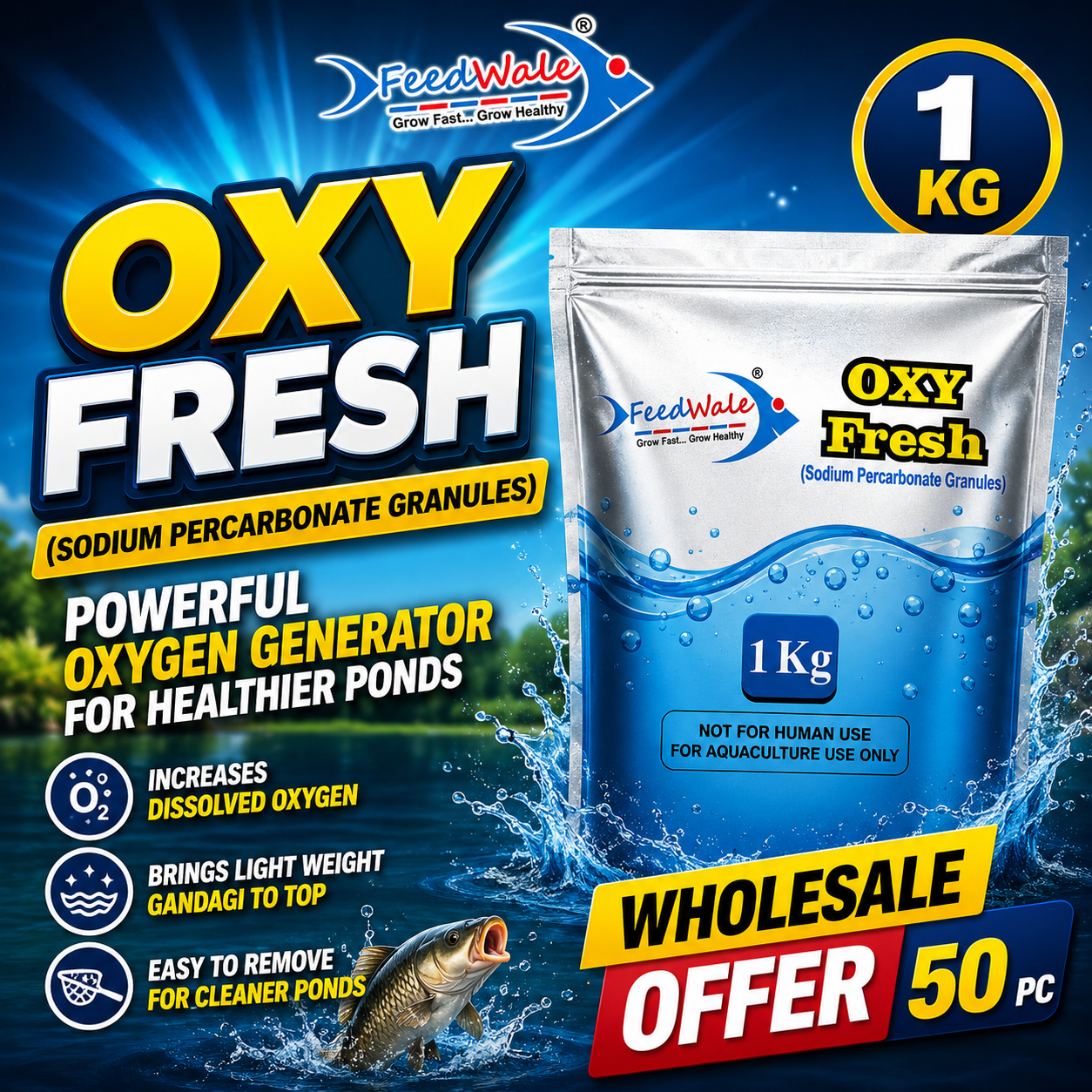 50Pc FeedWale Oxy Fresh Oxygen Releasing Crystals for Fish Farming