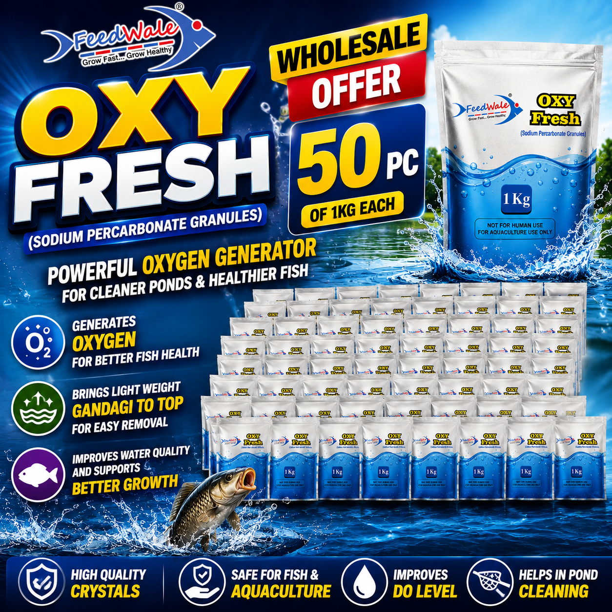 50Pc FeedWale Oxy Fresh Oxygen Releasing Crystals for Fish Farming 2
