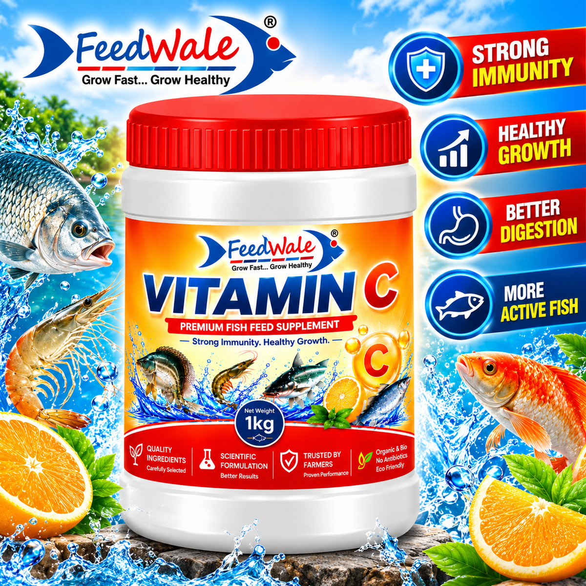 FeedWale Vitamin C 1Kg Fish Feed Supplement