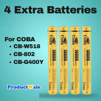 4 Extra Battery For COBA CB-W518 | CB-802 | CB-G400Y