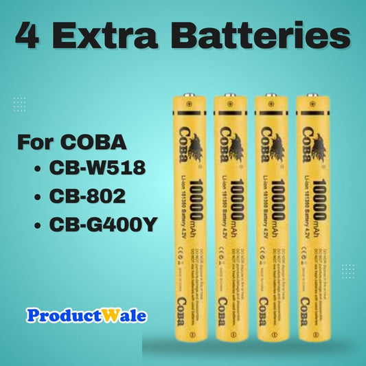 4 Extra Battery For COBA CB-W518 | CB-802 | CB-G400Y
