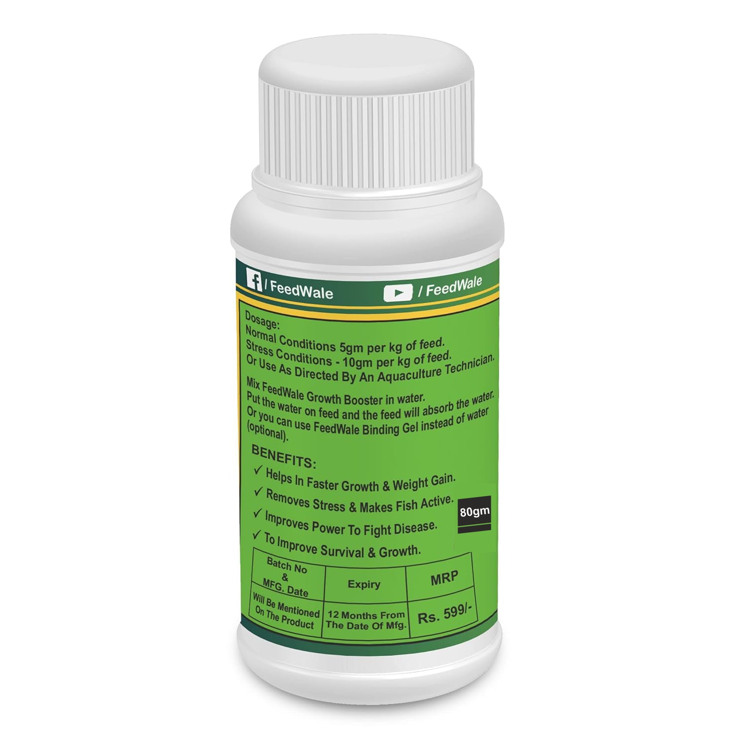 FeedWale Growth Booster Fish Supplement 80gm for Faster Growth and Weight Gain