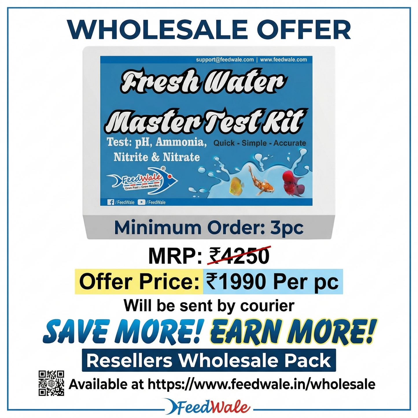 3pc FeedWale Freshwater Master Test Kit – Wholesale Pack