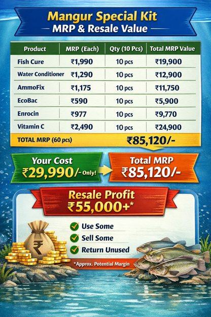 10pc Mangur Special Kit for Complete Fish Farming Treatment
