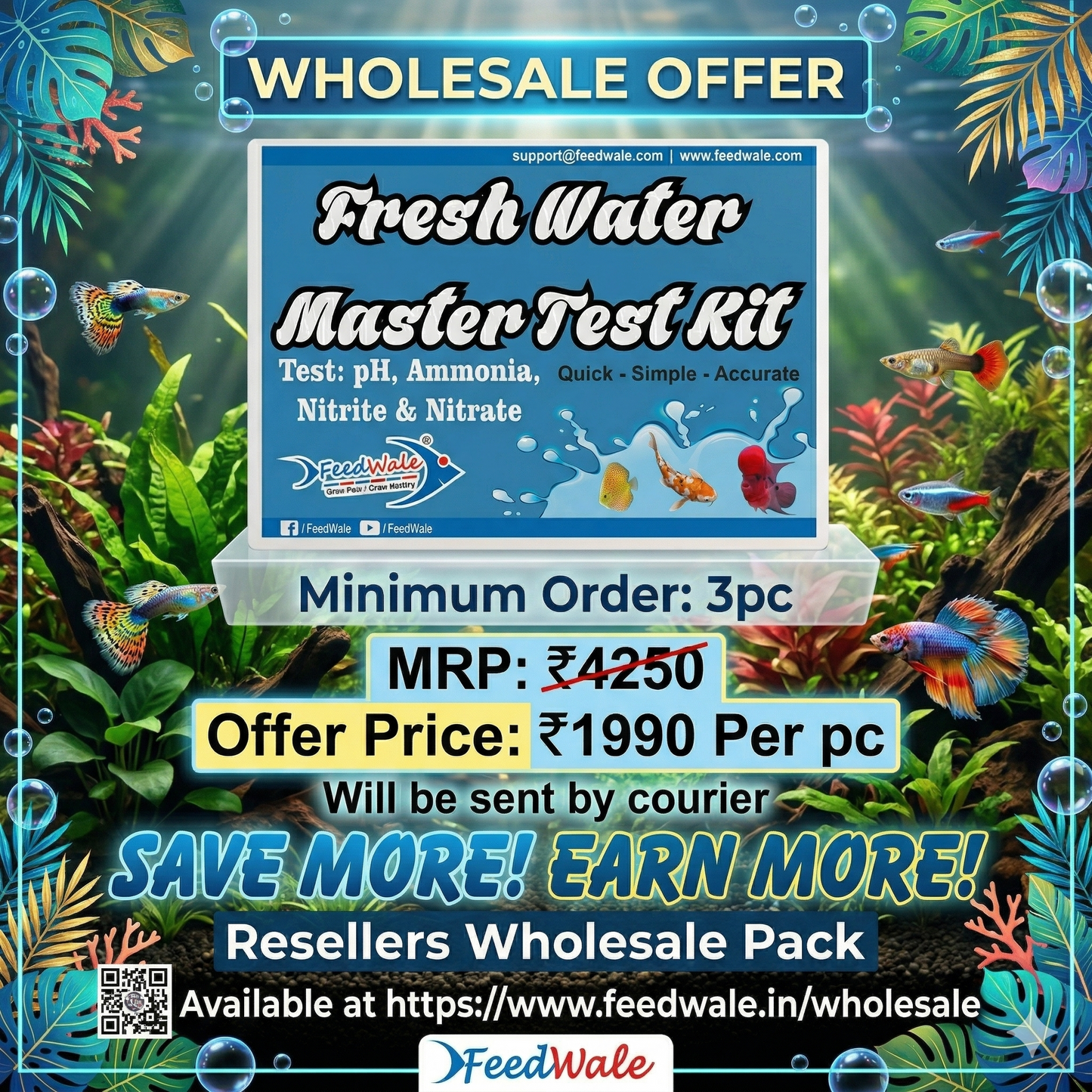 3pc FeedWale Freshwater Master Test Kit – Wholesale Pack