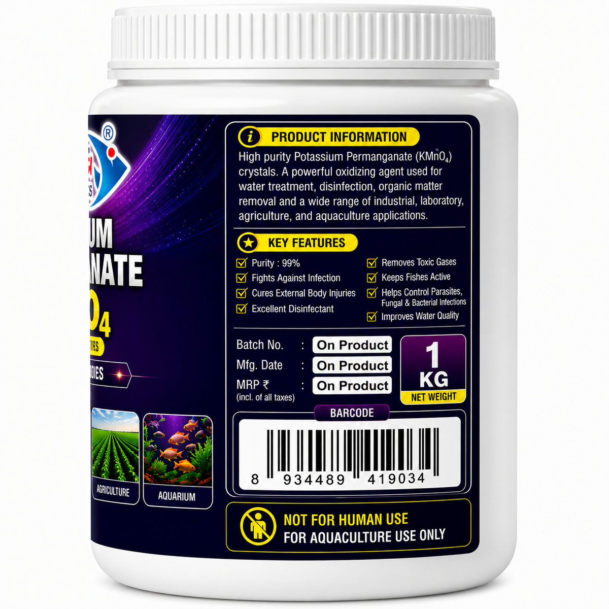 Potassium Permangnate KMnO4 1Kg 99.99% Pure by FeedWale
