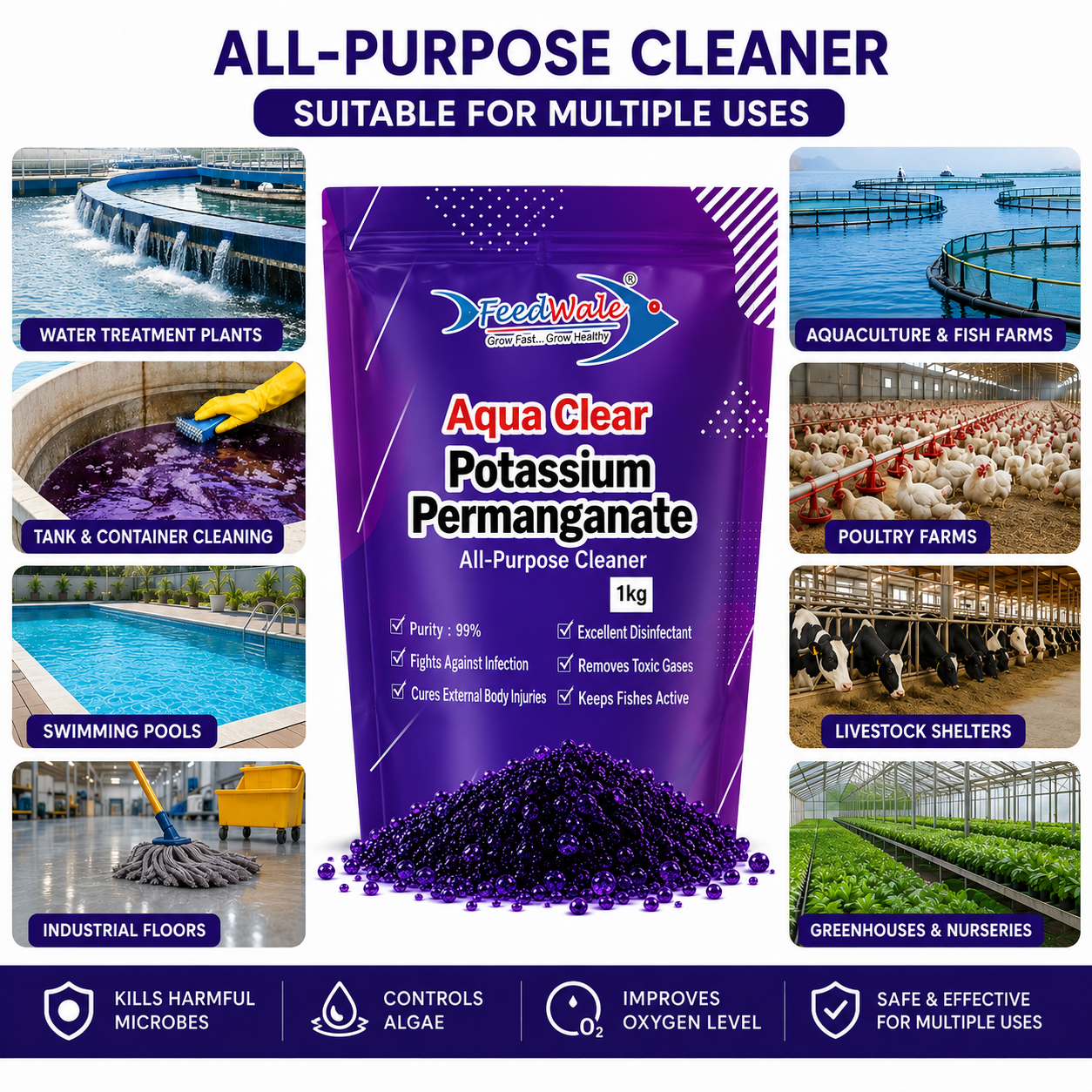 Potassium Permangnate KMnO4 1Kg 99.99% Pure by FeedWale