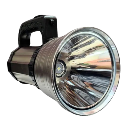 RockLightRL-7164W Metallic flashlight with a white background