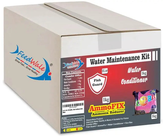 Water Maintenance Kit for Healthy Aquaculture: Fish Guard, AmmoFix, Water Conditioner, and EcoBac